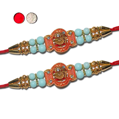 "Designer Fancy Rakhi - FR- 8110 A - Code 070 (2 RAKHIS) - Click here to View more details about this Product